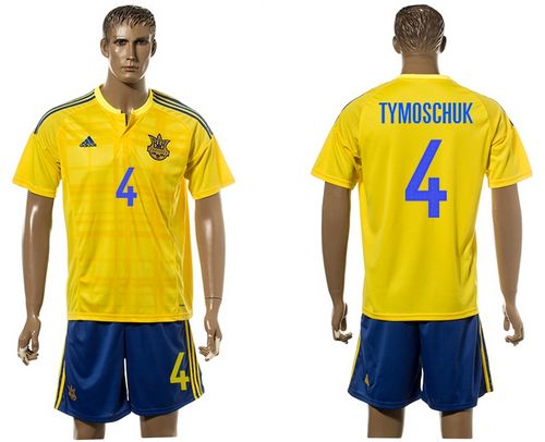 Ukraine #4 Tymoschuk Home Soccer Country Jersey